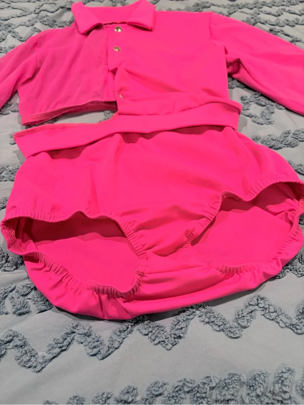 KELLE Trendsetter 3 Pc Fuchsia Dance Costume Adult L Pants Leotard Tube Top